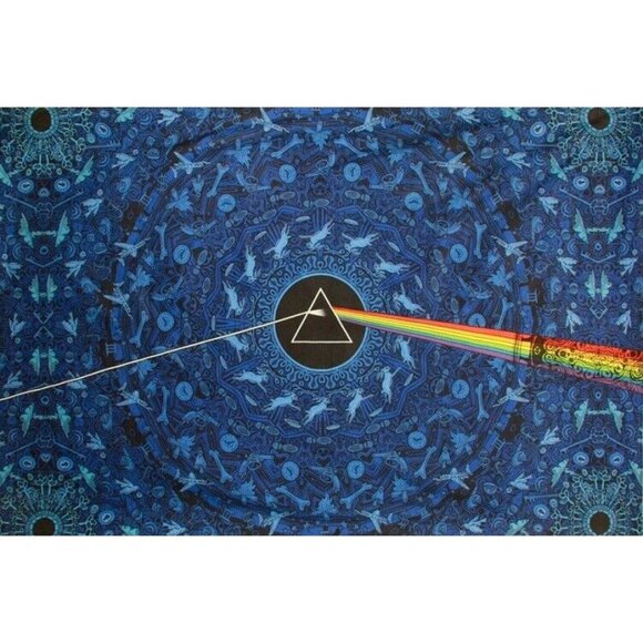 New Mini Blue 3D Pink Floyd Dark Side of the Moon Prism Tapestry Dorm Art 45x30 - Picture 1 of 3